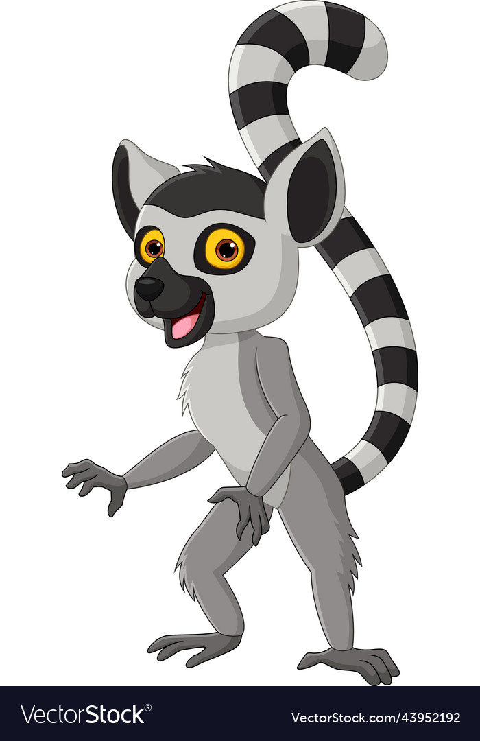 Cartoon cute lemur on white background Royalty Free Vector