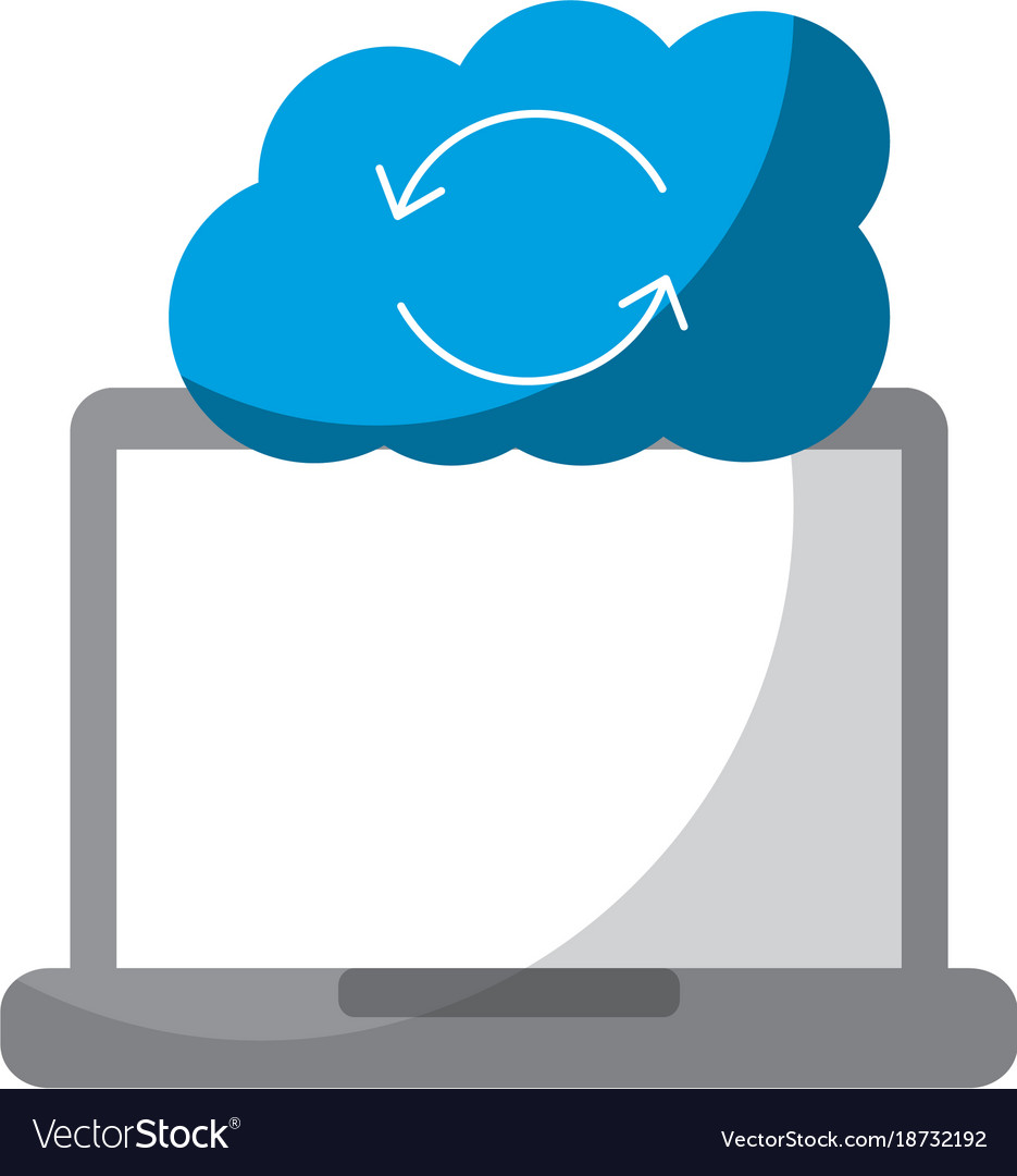 Cloud storage device laptop with data base Vector Image