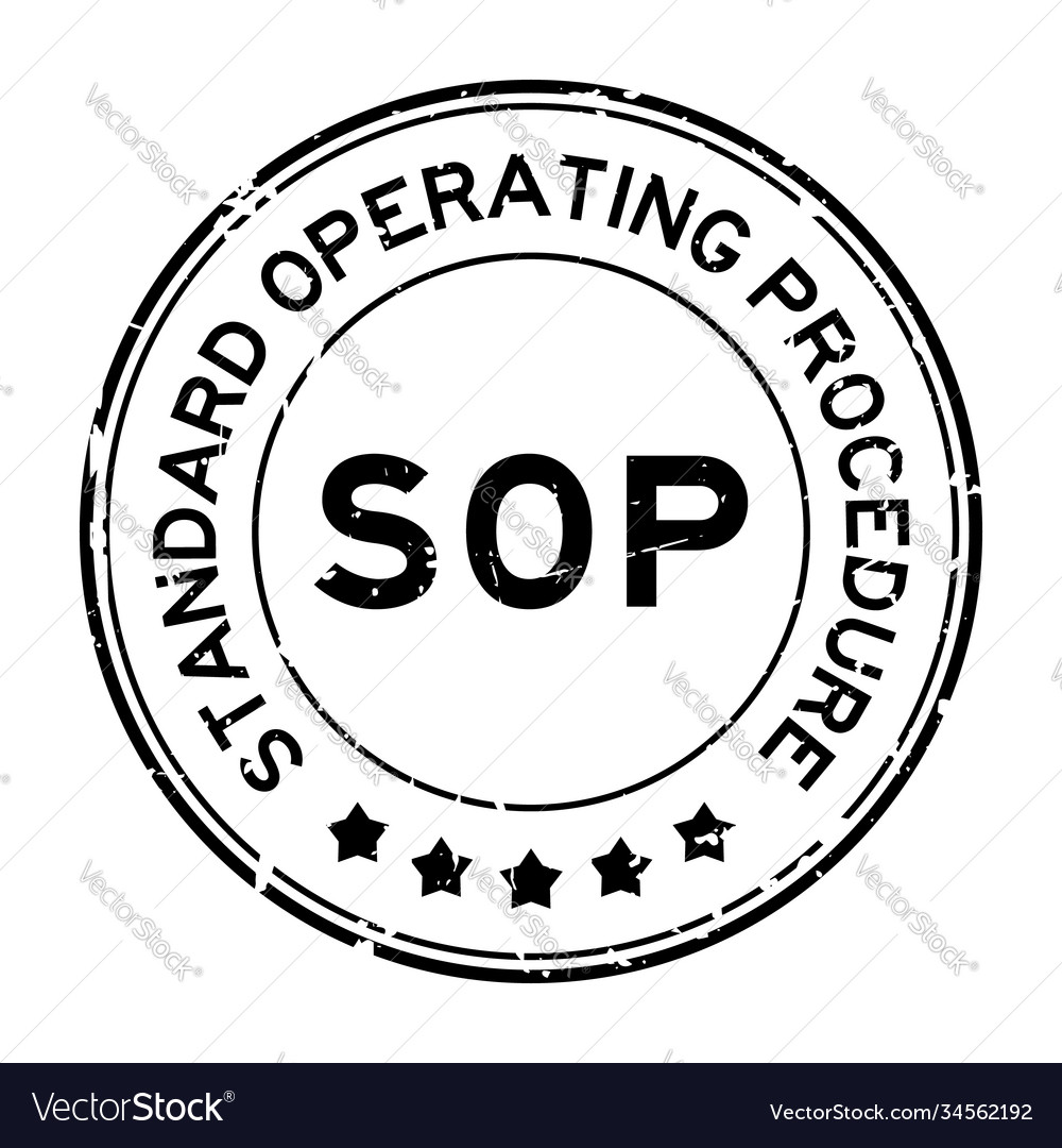 Grunge black sop standard operating procedure Vector Image