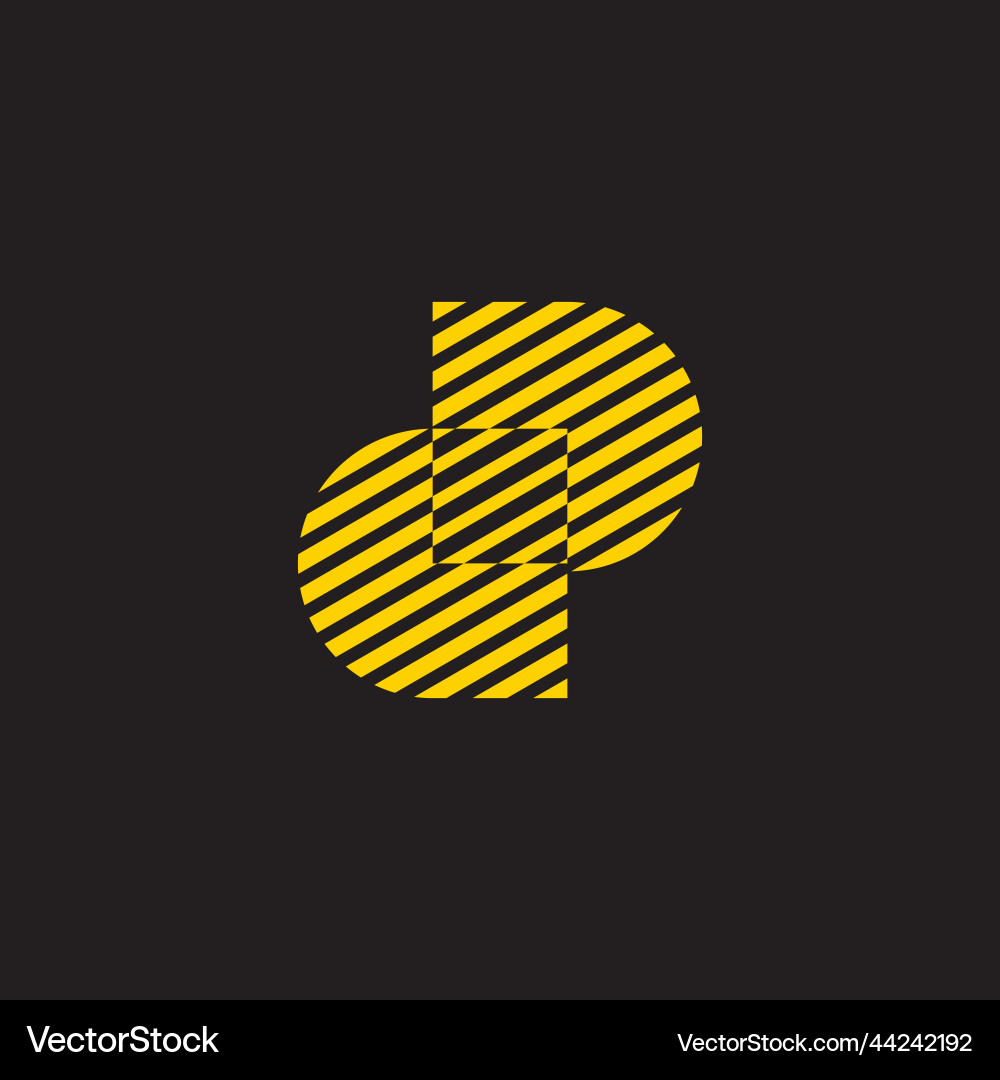 Letter dp stripes linked square logo Royalty Free Vector