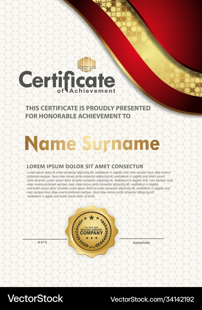 Luxury vertical modern certificate template Vector Image