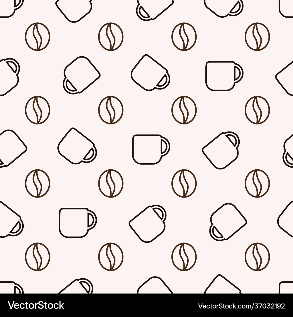 Seamless pattern coffee beans and coffee cups Vector Image