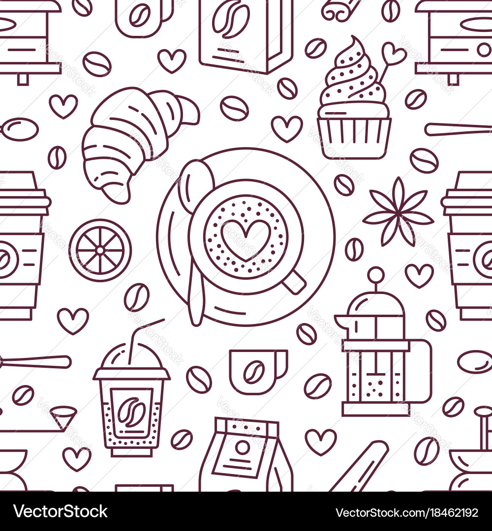 Seamless pattern of coffee background Royalty Free Vector