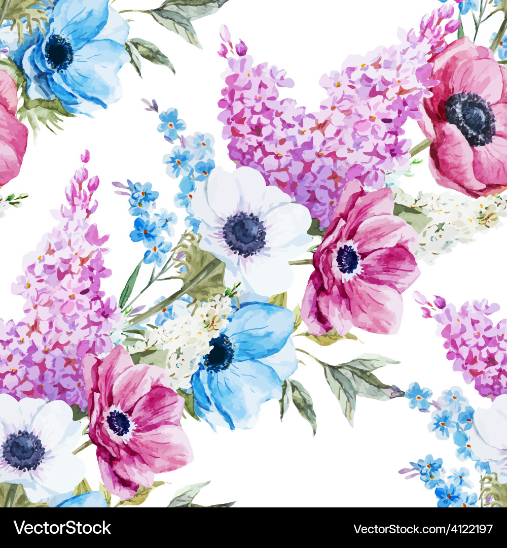 Anemones flowers pattern Royalty Free Vector Image