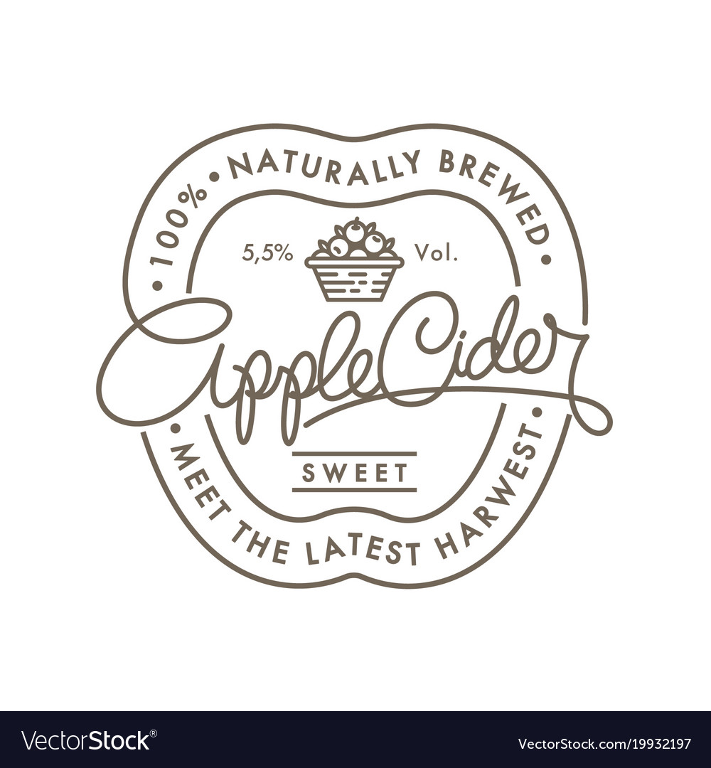 Apple cider logo label retro lettering Royalty Free Vector