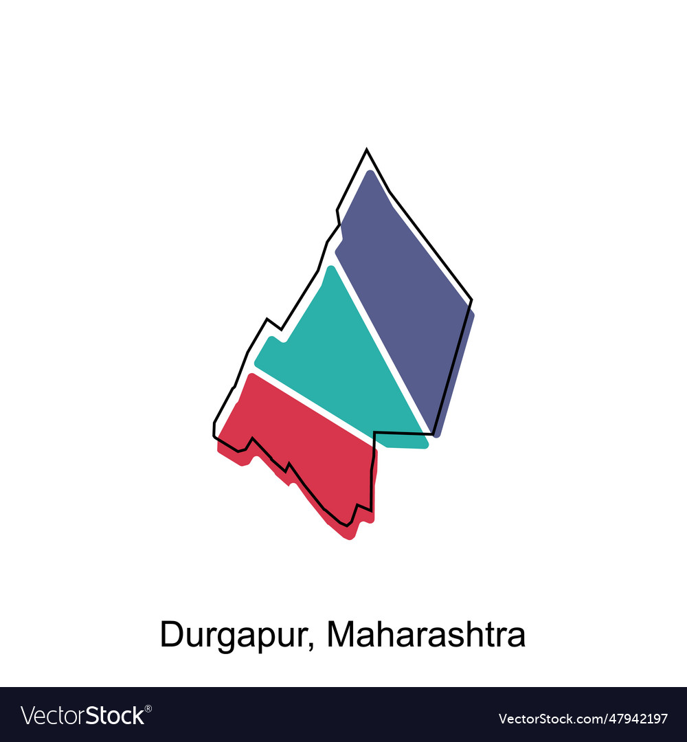 Durgapur maharshtra city of india map Royalty Free Vector