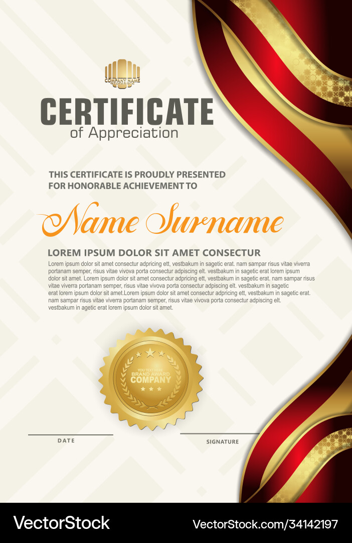 Luxury vertical modern certificate template Vector Image