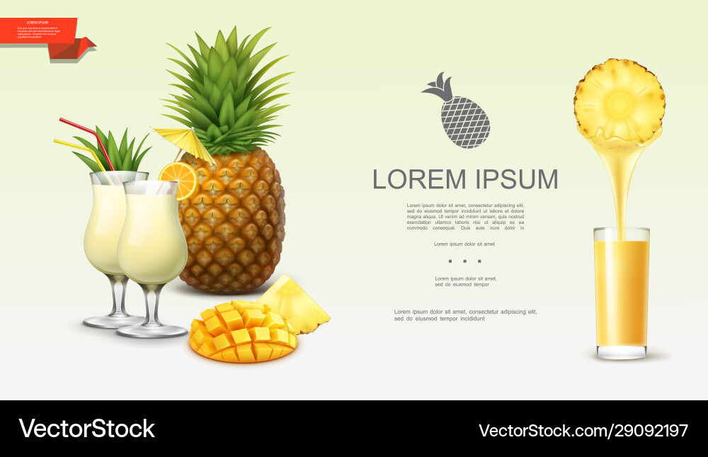 Realistic fresh tasty pineapple background Vector Image