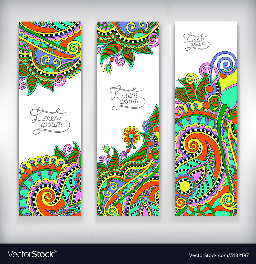 Set of decorative flower template banner card Vector Image