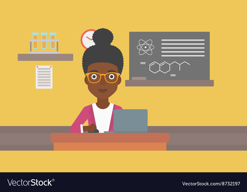 Woman studying with laptop Royalty Free Vector Image