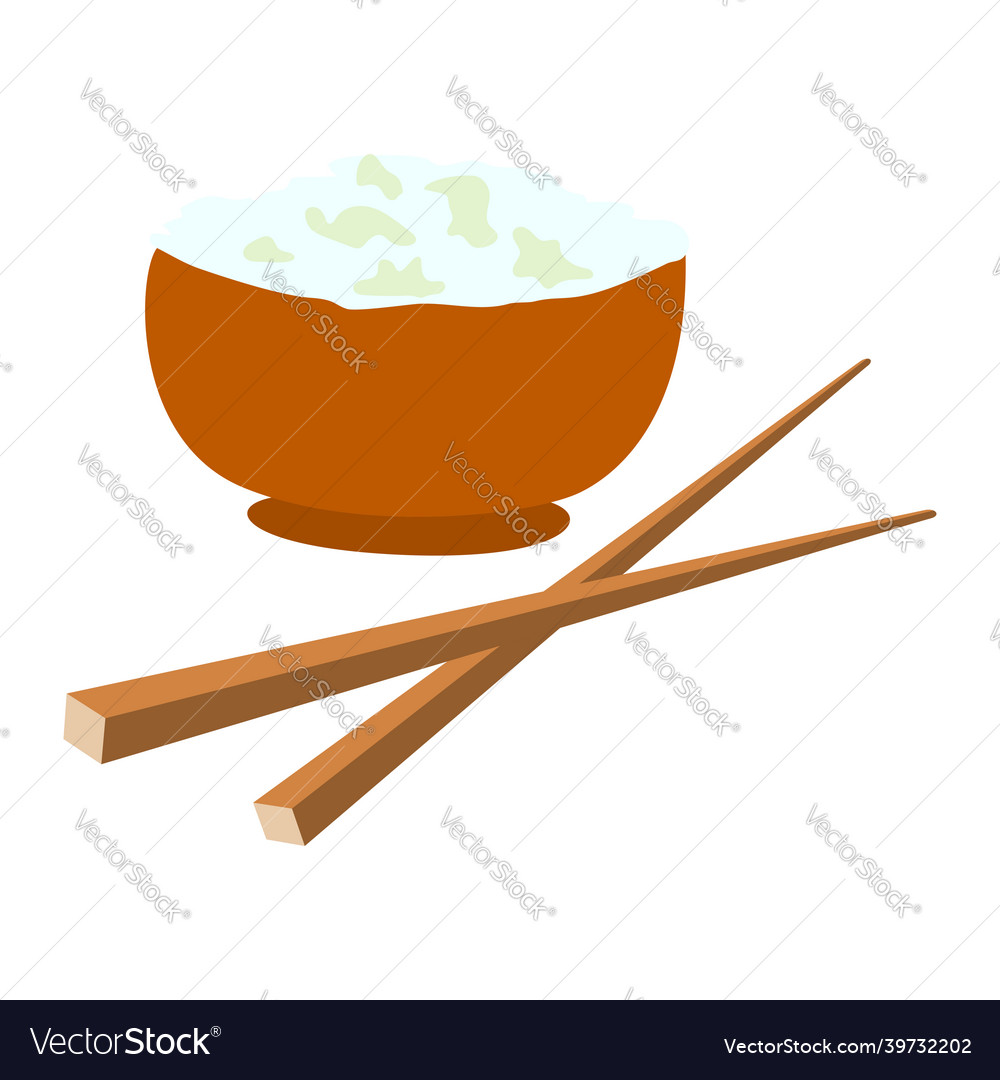 Bowl of rice and food chopsticks and design Vector Image