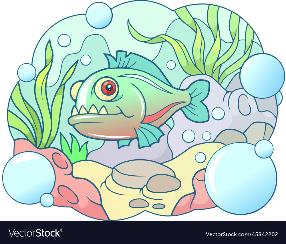 Cartoon piranha fish Royalty Free Vector Image