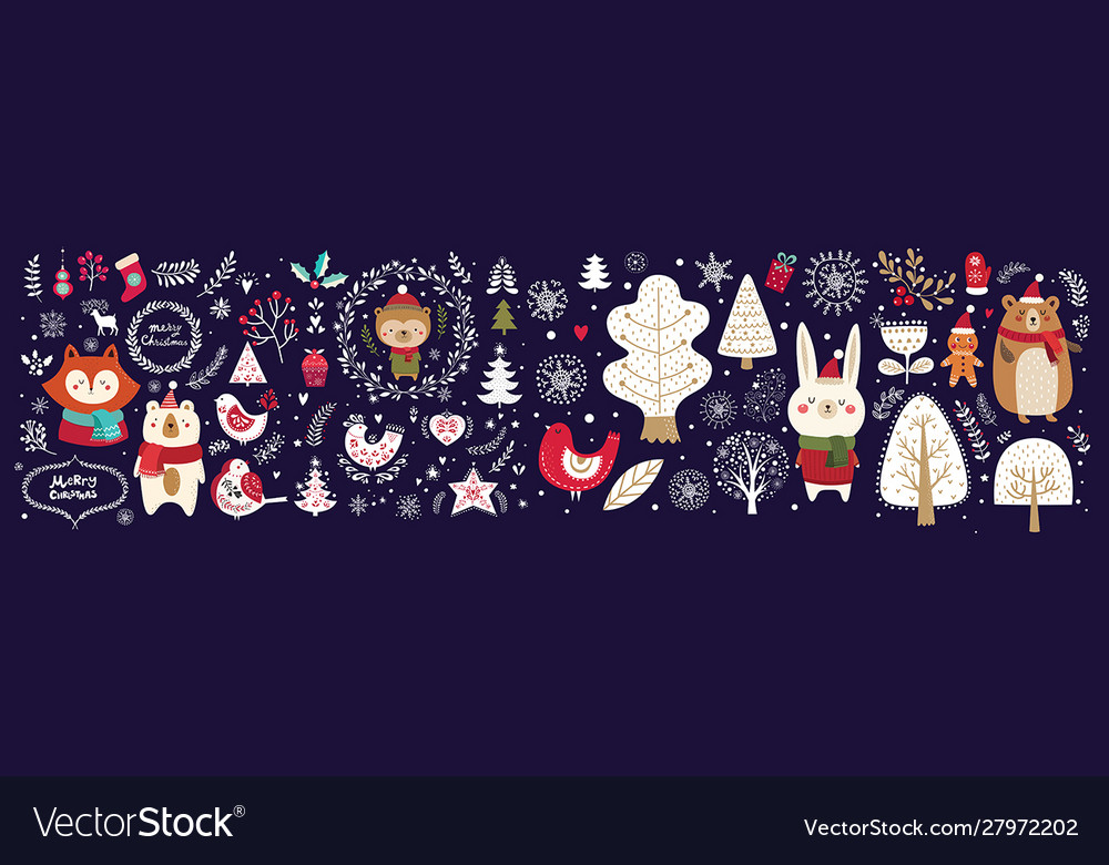 Christmas collection vector image Christmas collection