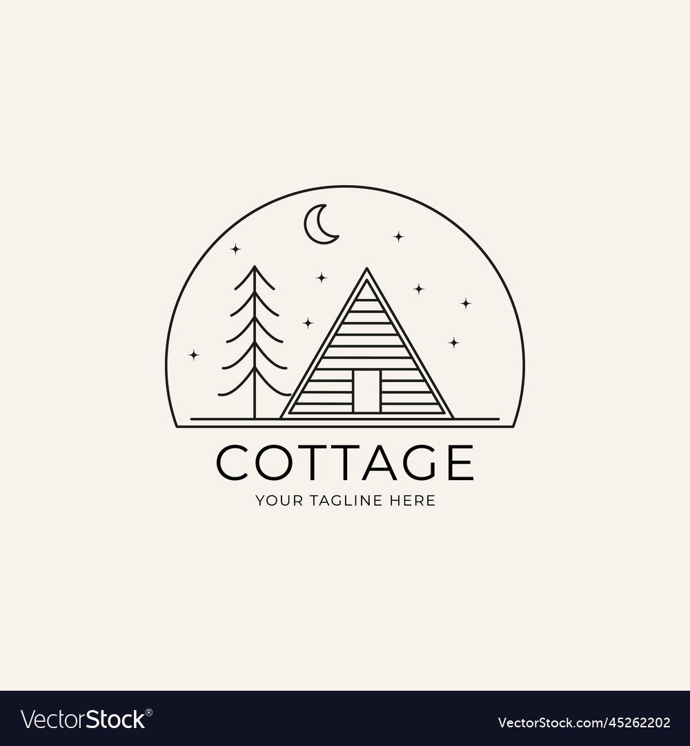 Cottage line art logo design Royalty Free Vector Image