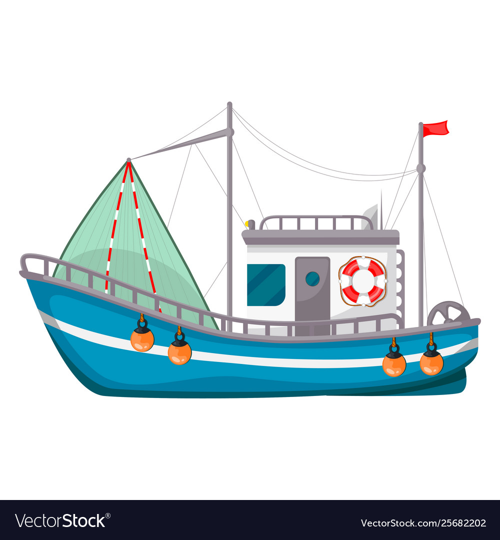 Download Fishing boat ship to catch fish in sea or river Vector Image