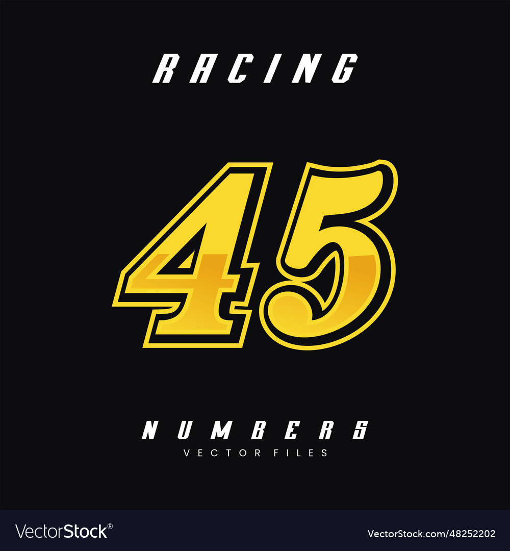 Racing number 45 design template Royalty Free Vector Image