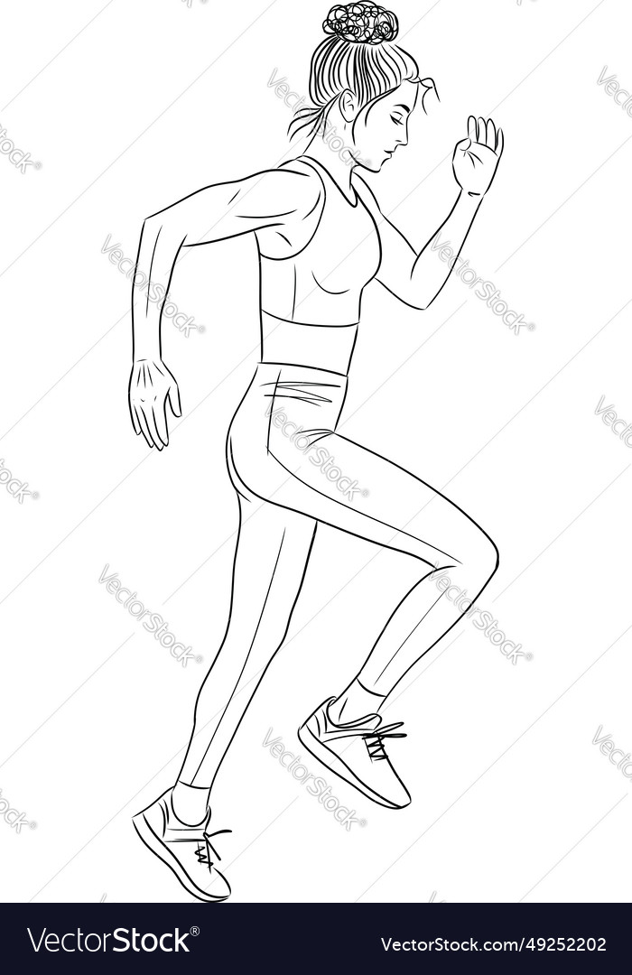 Sketch Of Running Young Woman Royalty Free Vector Image