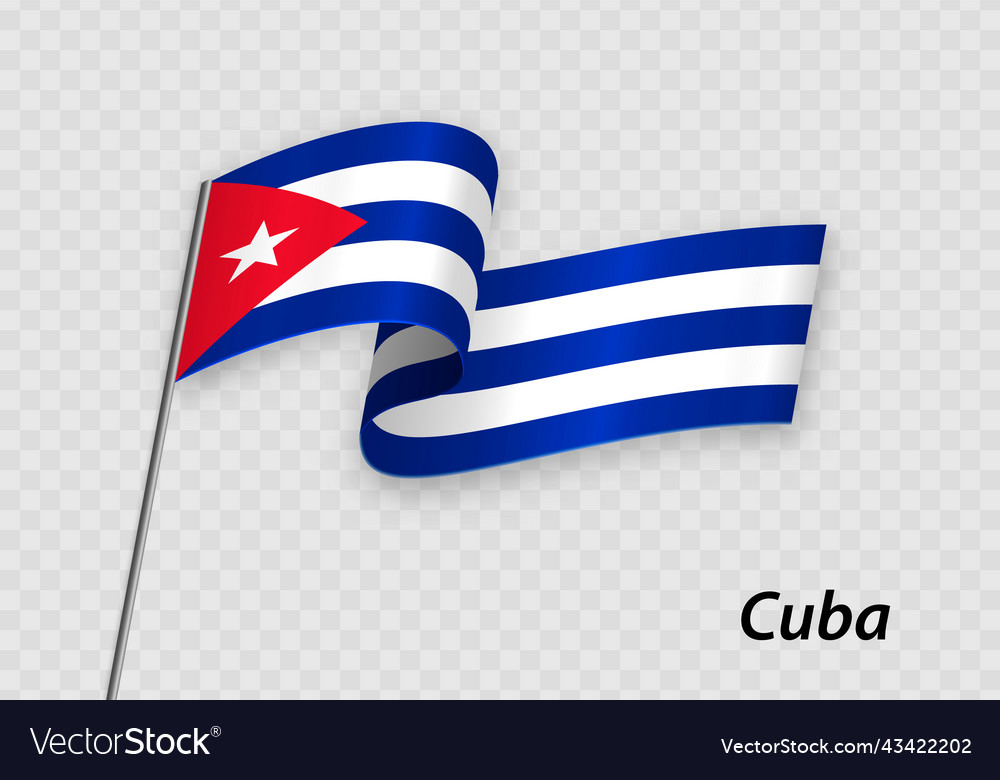 Waving flag of cuba on flagpole template Vector Image