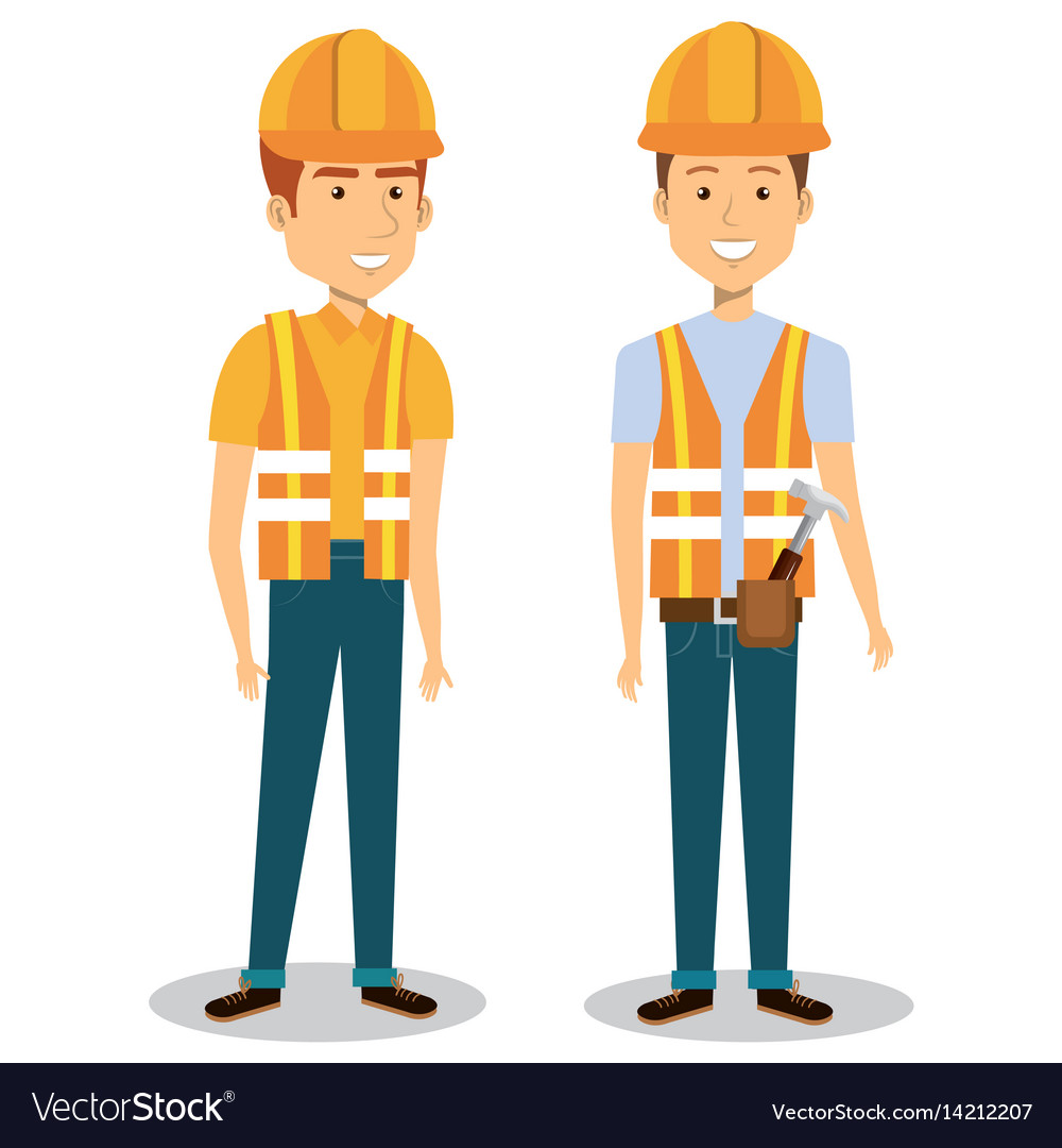 Construction workers avatars characters Royalty Free Vector