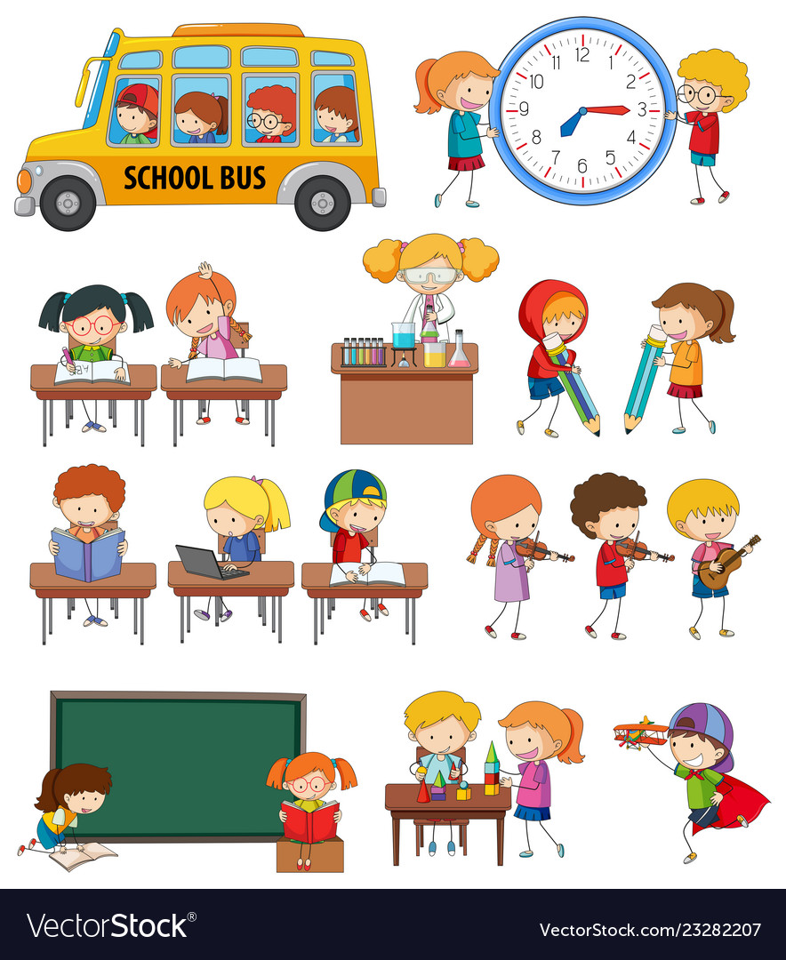 Set of student activity Royalty Free Vector Image