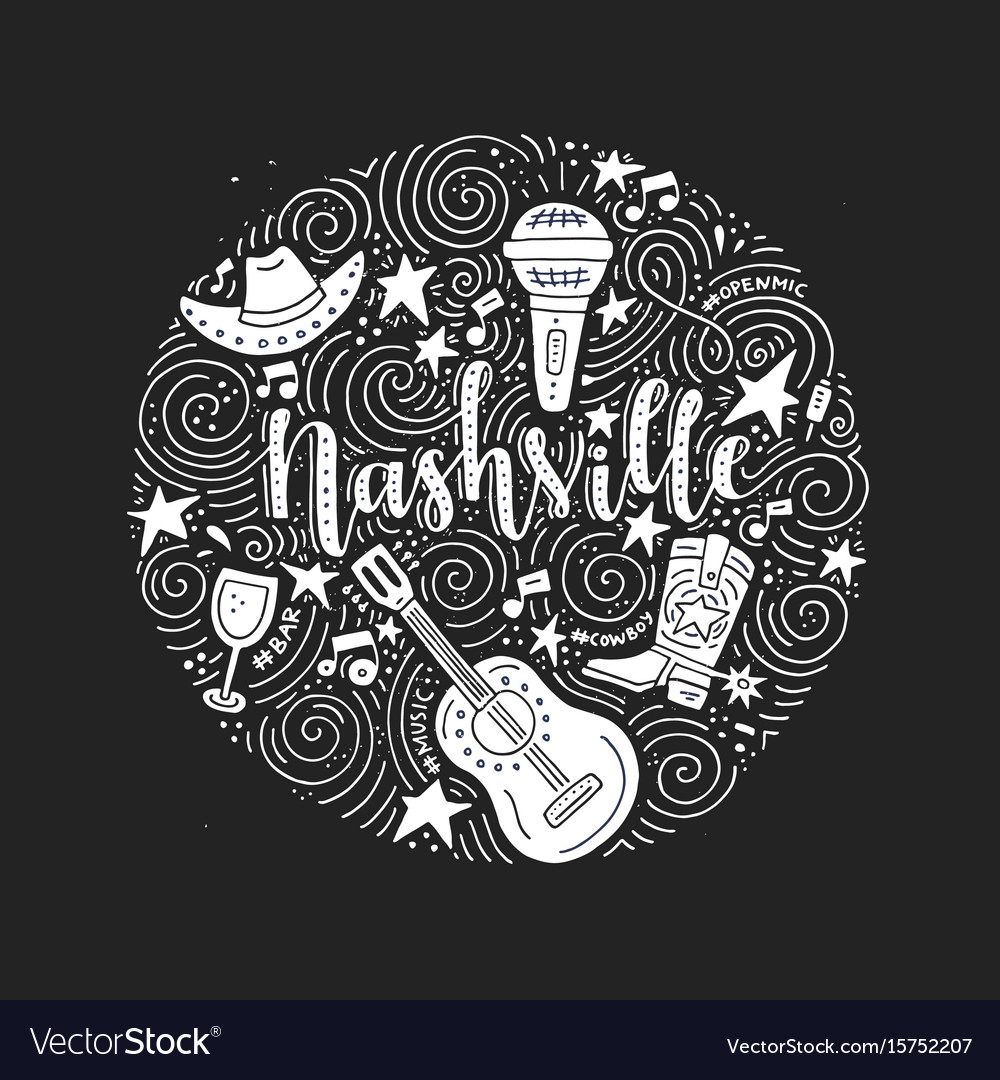 Symbols of nashville Royalty Free Vector Image