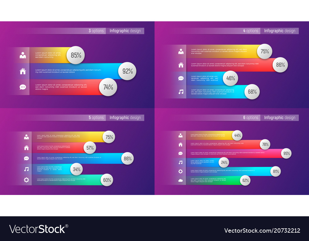 Easy editable 3 4 5 6 options infographic Vector Image