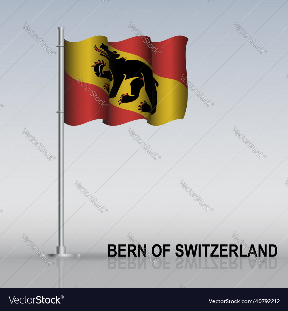 Flag of bern switzerland flying on a flagpole Vector Image