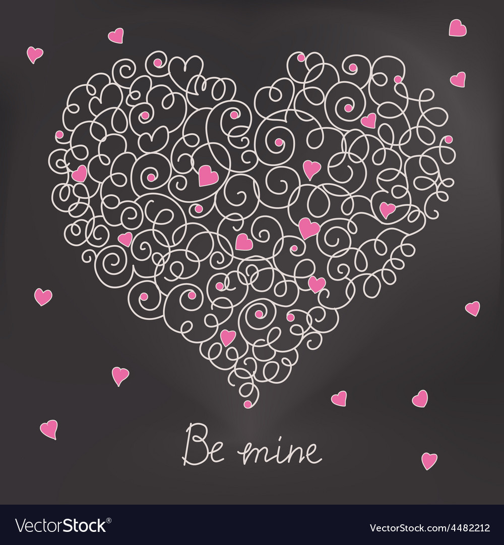 Greeting card with floral heart shape be mine Vector Image