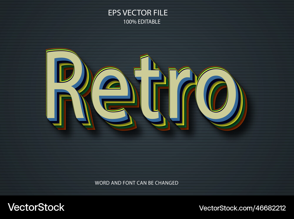 Realistic retro 3d editable text style effect Vector Image