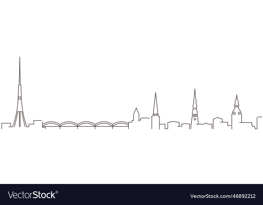 Riga dark line simple minimalist skyline Vector Image