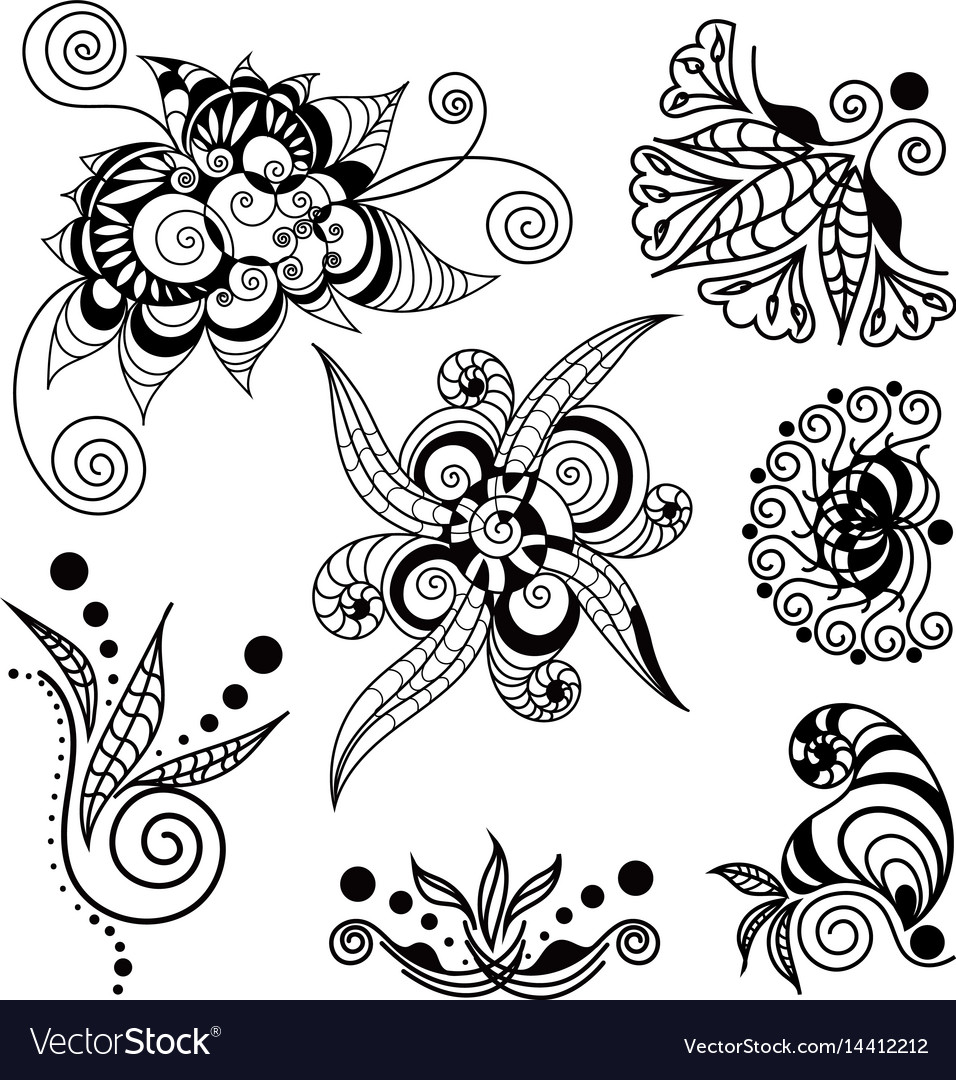 Tattoo henna element set Royalty Free Vector Image