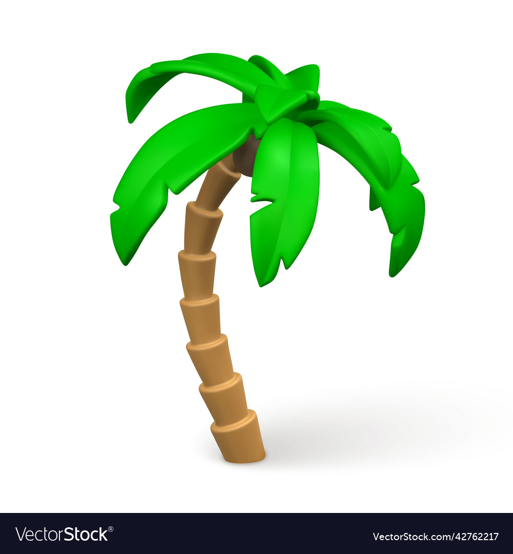 3d cute cartoon tropical palm tree realistic Vector Image
