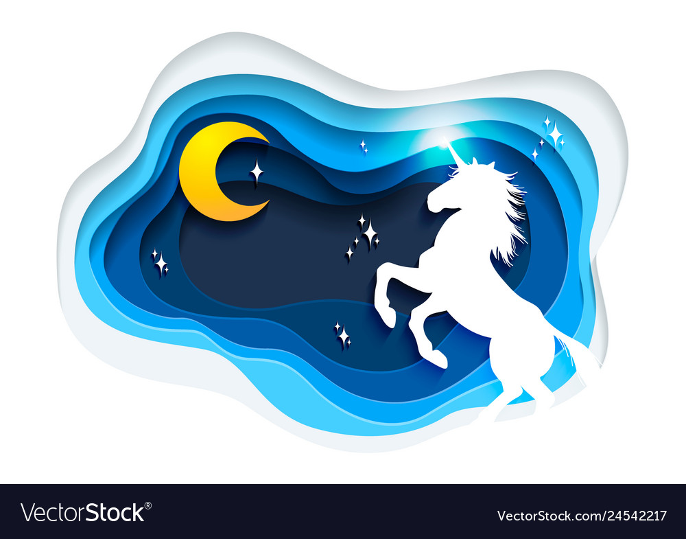Abstract of unicorn paper art unicorn concept Vector Image