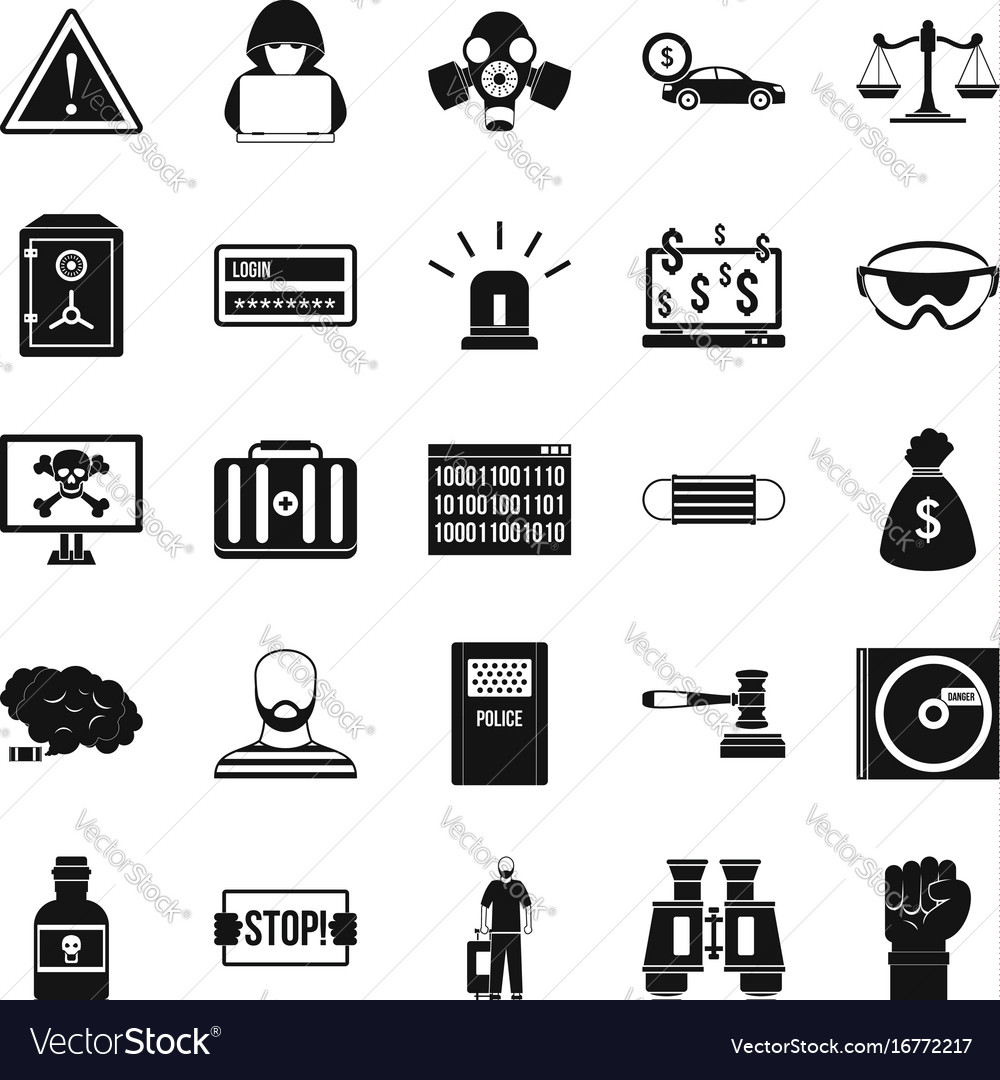 Fault icons set simple style Royalty Free Vector Image