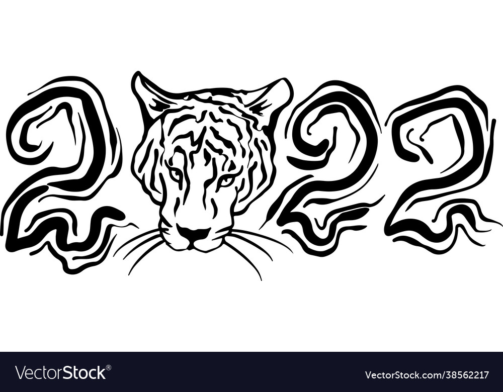 New year modern lettering 2022 year tiger Vector Image