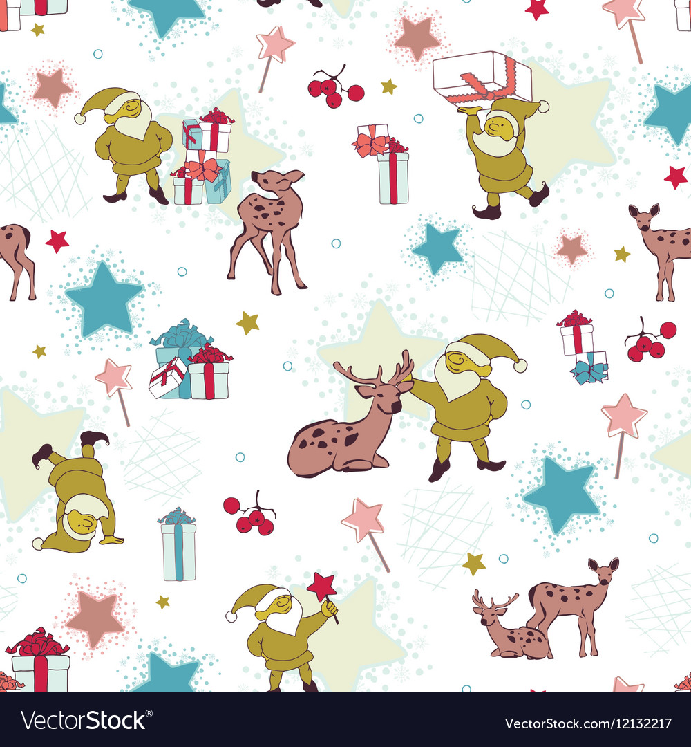 Seamless pattern with gnomes Royalty Free Vector Image