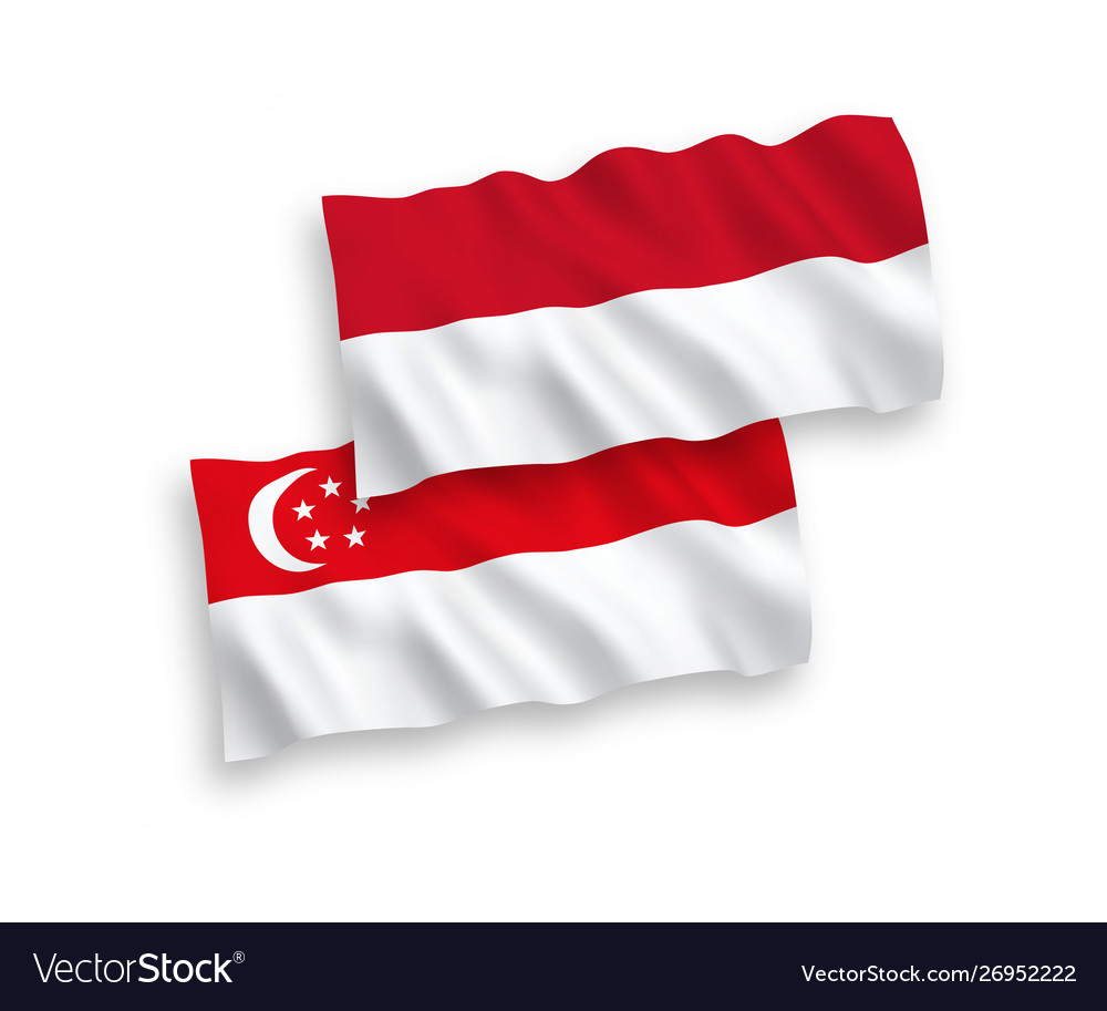 Flags Indonesia And Singapore On A White Vector Image