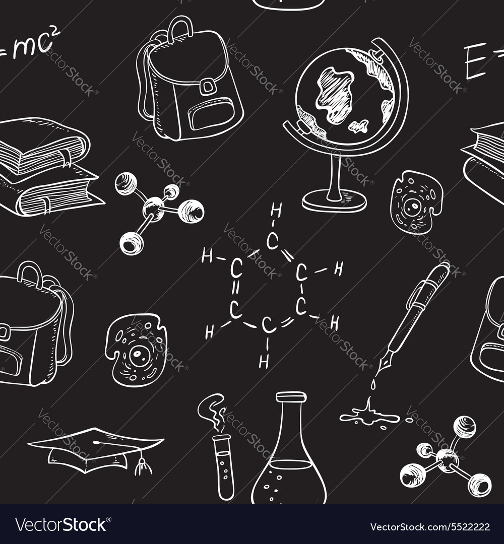 School seamless pattern with various items Vector Image