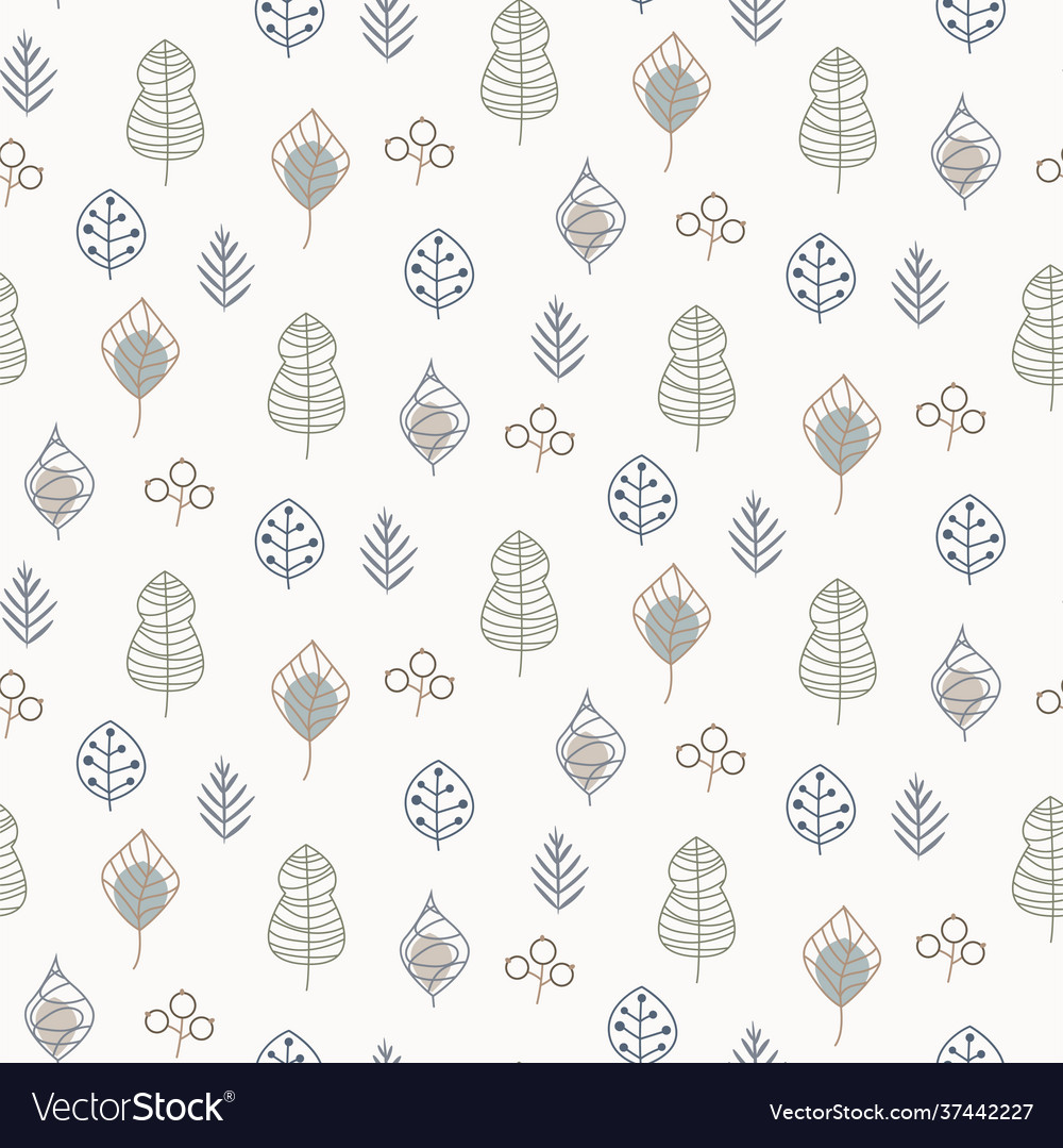 Seamless pattern with leaves outlines Royalty Free Vector