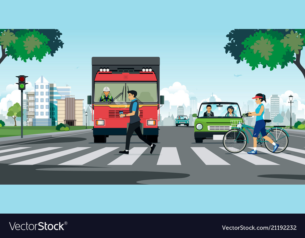 Crossing Roads Road Intersection Pedestrian Crossings Stock Vector