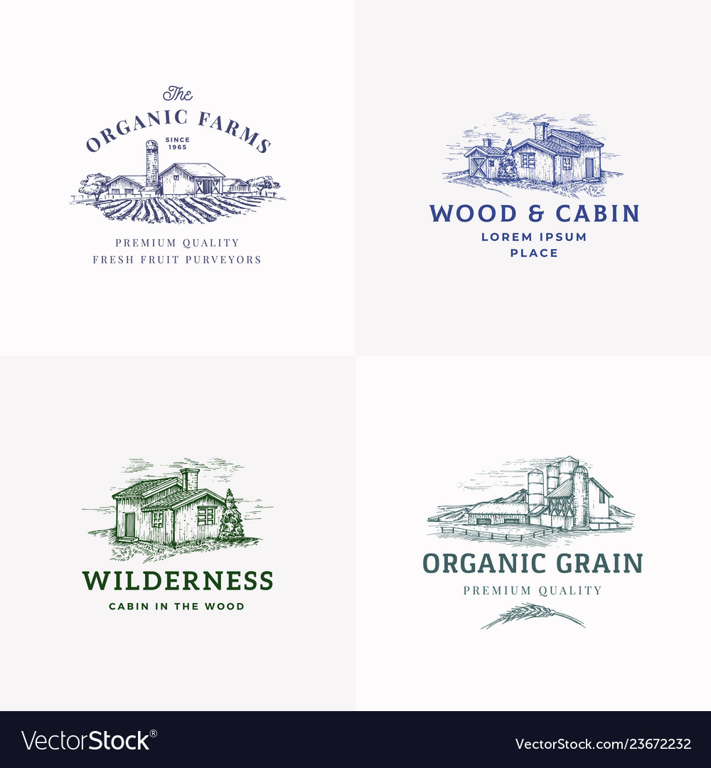 Farms And Cabins Abstract Signs Symbols Or Vector Image