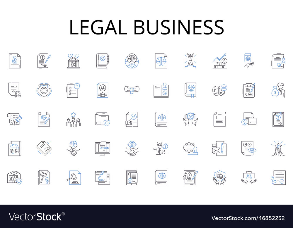 Legal business line icons collection cast-iron Vector Image