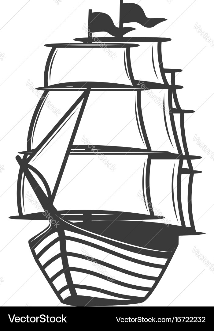 Vintage Sea Ship Isolated On White Background Vector Image
