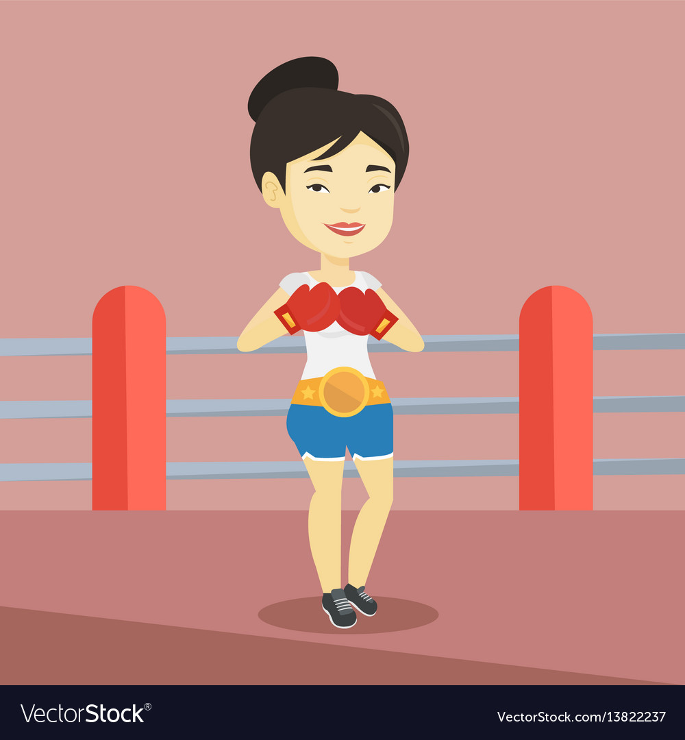 Confident boxer in the ring Royalty Free Vector Image