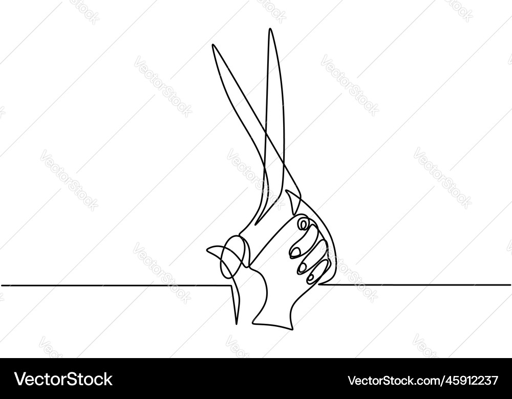 Continuous one line drawing of scissors icon Vector Image