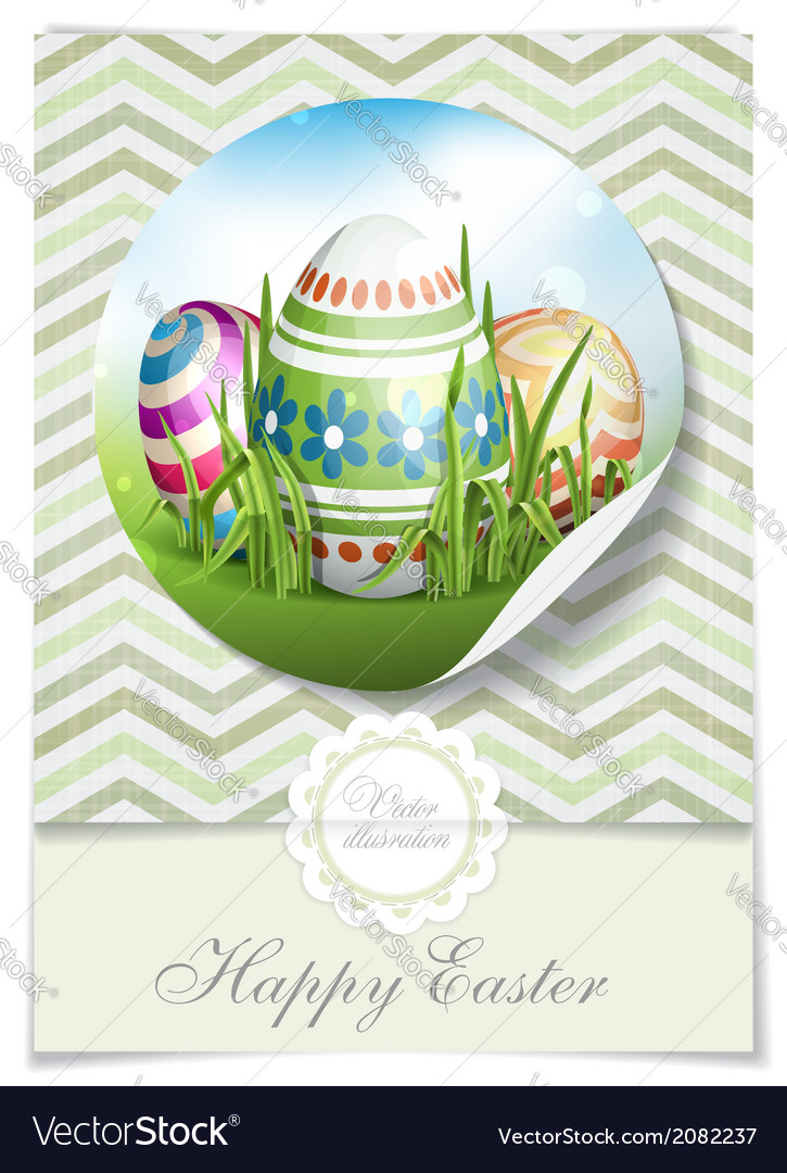 Easter background with eggs in grass Royalty Free Vector