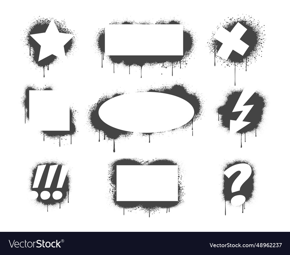 Hand drawn spray paint frames set Royalty Free Vector Image