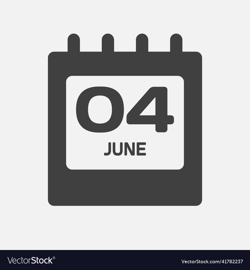 Icon day date 4 june template calendar page Vector Image