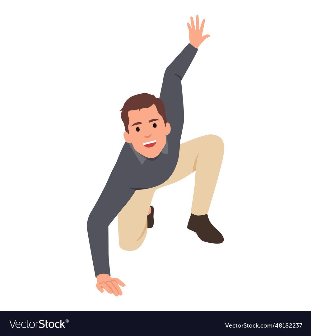 Landing pose of super businessman Royalty Free Vector Image