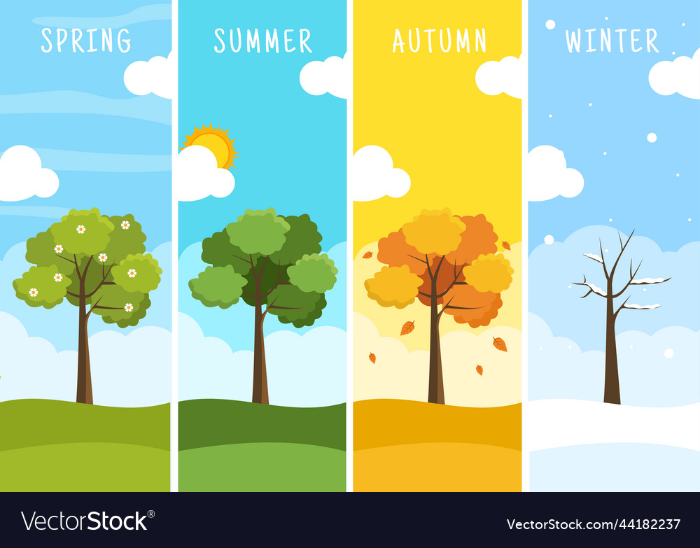 Scenery of the four seasons nature Royalty Free Vector Image